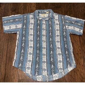 Vintage St‎ Johns Bay Shirt Mens Large L Blue Button Down Southwestern Print 90s